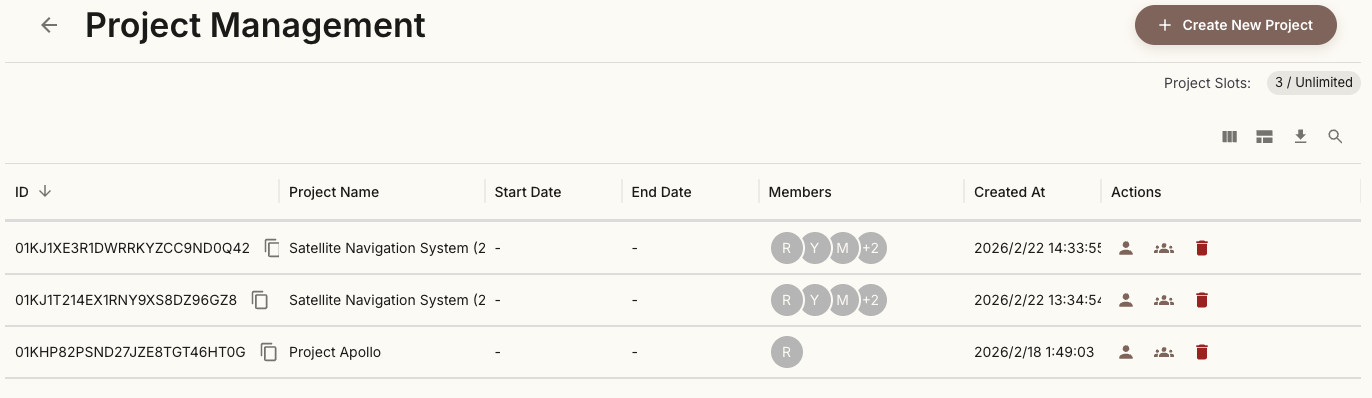 Multi-Project Management Screen Capture