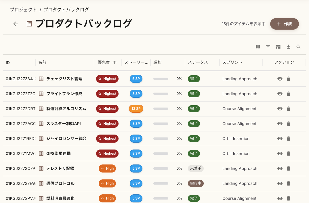バックログ管理画面