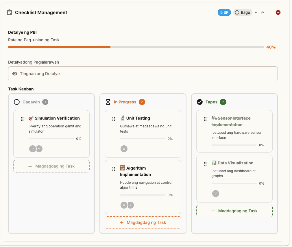 Screen ng Kanban Board